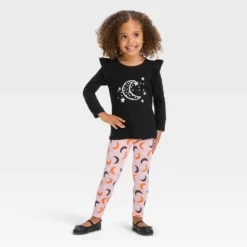 Toddler Girls' Moon 'Glow In The Dark' Long Sleeve Top & Leggings Set - Cat & Jack™ Black -Cat & Jack GUEST 8b4e5f6c 1ae9 409e 913a d770d133d418