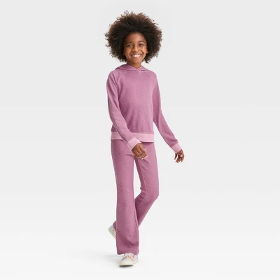 Girls' Cozy Ribbed Flare Pants- Cat & Jack™ 2 Girls' Cozy Ribbed Flare Pants- Cat & Jack™ - Image 2