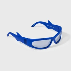 Boys' Shark Fin Sport Sunglasses - Cat & Jack™ Blue: Maximum UV Protection, Mirrored Coating, Polycarbonate Lens, Ages 3-9