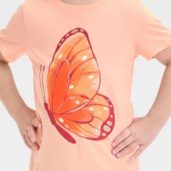 Toddler Girls' Butterfly Graphic T-Shirt - Cat & Jack™ Peach Orange