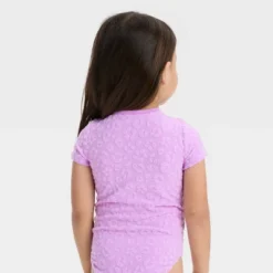 Toddler Girls' Solid Textured One Piece Swimsuit - Cat & Jack™ Purple -Cat & Jack GUEST 9663969a ddae 41a9 a323 f34050be2161
