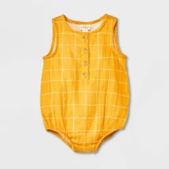 Baby Sun Gauze Tank Henley Romper - Cat & Jack™ Yellow -Cat & Jack GUEST 96926f69 ff5b 497f 81f4 7f34b0d0ea20