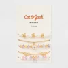 Girls' 5pk Flowers And Butterflies Bracelet Set - Cat & Jack™️ Gold/Purple: Beaded, Chain, Stretch Styles