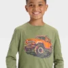 Boys' Long Sleeve Off Road Truck Graphic T-Shirt - Cat & Jack™ Olive Green