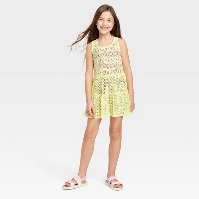 Girls' Solid Crochet Swimsuit Cover Up Dress - Cat & Jack™ 3 Girls' Solid Crochet Swimsuit Cover Up Dress - Cat & Jack™ - Image 3
