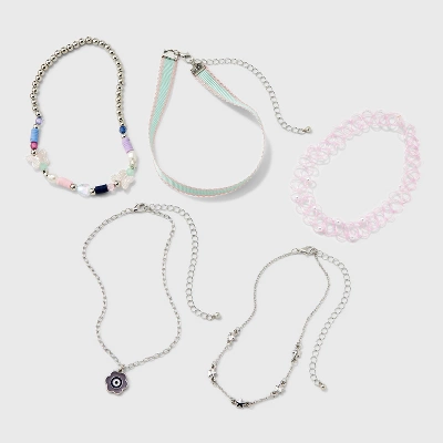 Girls' 5pk Choker Necklace Set - Cat & Jack™ 1 Girls' 5pk Choker Necklace Set - Cat & Jack™