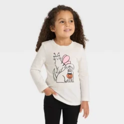 Toddler Girls' Long Sleeve Halloween Graphic T-Shirt - Cat & Jack™ Cream -Cat & Jack GUEST 9acdb536 d009 4a65 9d60 8d092e422c27