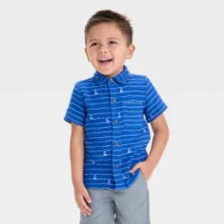 Toddler Boys' Sailboat Printed Gauze Woven Shirt - Cat & Jack™ Blue -Cat & Jack GUEST 9ae21a89 f9d8 4155 bd3e 05a5e9390823
