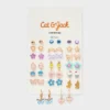 Girls' 20pk Foods Earring Set - Cat & Jack™ Blue/Pink: Stud Earrings, Recycled Zinc, Acrylic