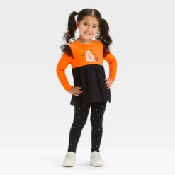 Toddler Girls' Halloween Long Sleeve Cat Set - Cat & Jack™ Orange -Cat & Jack GUEST 9f83fc0d 3591 4834 a1f2 e5d8fb27d8df