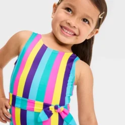 Toddler Girls' Striped Belted One Piece Swimsuit - Cat & Jack™
