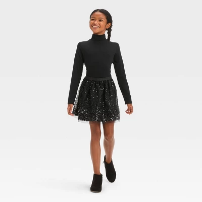 Girls' 'Sequin' Holiday Skirt - Cat & Jack™ Black 2 Girls' 'Sequin' Holiday Skirt - Cat & Jack™ Black - Image 2
