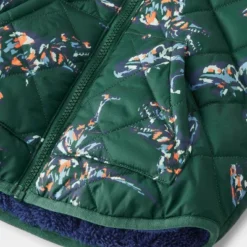 Toddler Boys' Dino Printed Quilted Reversible Puffer Jacket - Cat & Jack™ Dark Green -Cat & Jack GUEST a5537368 9409 4a57 a58d 179f870d0224