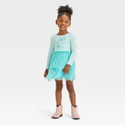 Toddler Girls' Unicorn Long Sleeve Dress - Cat & Jack™ Aqua Blue -Cat & Jack GUEST a755dc45 39d2 456e 9749 4815a90f7e77