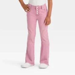 Girls' Button Fly Flare Jeans - Cat & Jack™ Pink -Cat & Jack GUEST a8459da8 36ed 4ddb a11b 2a4177381816