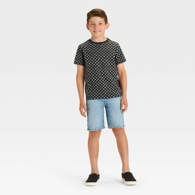 Boys' Short Sleeve Checkered T-Shirt - Cat & Jack™ Charcoal Gray 2 Boys' Short Sleeve Checkered T-Shirt - Cat & Jack™ Charcoal Gray - Image 2