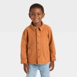 Toddler Boys' Twill Snap Front Jacket - Cat & Jack™ Brown -Cat & Jack GUEST a9b805f7 51ea 4774 b03b 7ea0c8505676