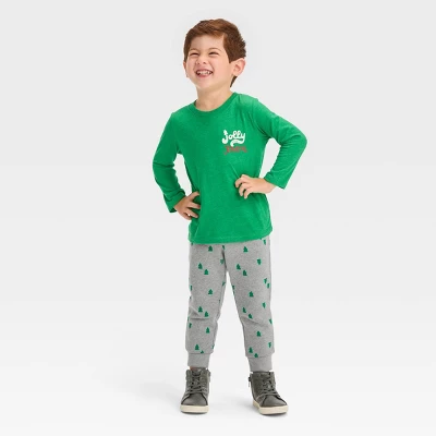 Toddler Boys' 2pc Long Sleeve Graphic T-Shirt And Fleece Jogger Pants Set - Cat & Jack™ Green 2 Toddler Boys' 2pc Long Sleeve Graphic T-Shirt And Fleece Jogger Pants Set - Cat & Jack™ Green - Image 2