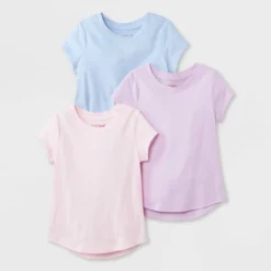 Toddler Girls' 3pk Solid Short Sleeve T-Shirt - Cat & Jack™ Purple/Pink/Blue -Cat & Jack GUEST abefd15f 5bda 4675 87de 6367e4ce51dd