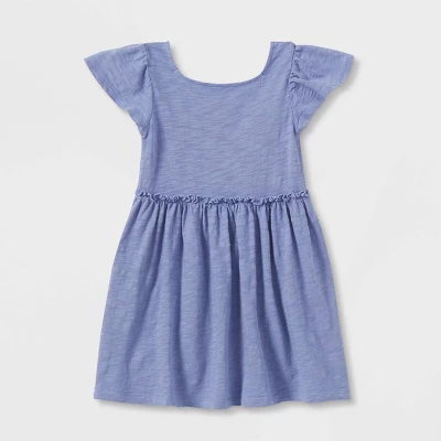 Toddler Girls' Short Sleeve Solid Knit Washed Dress - Cat & Jack™ 1 Toddler Girls' Short Sleeve Solid Knit Washed Dress - Cat & Jack™