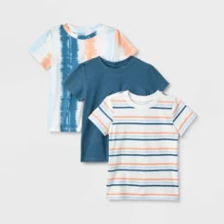 Toddler Boys' 3pk Short Sleeve Tie-Dye T-Shirt - Cat & Jack™ Navy Blue/Peach Orange -Cat & Jack GUEST b2e7353d 30ee 4991 94b4 19fc47d09a04