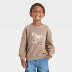 Toddler Boys' Western Horse Sweatshirt - Cat & Jack™ Beige -Cat & Jack GUEST b4d819fc 10ce 4d0e ba2a de1ef05ad233