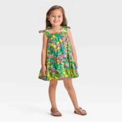 Toddler Girls' Floral Dress - Cat & Jack™ Green/Yellow/Pink -Cat & Jack GUEST b913d5e0 e274 483c 87be 95b8f1672972