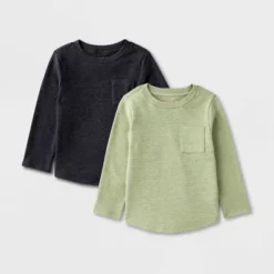 Toddler Boys' 2pk Long Sleeve T-Shirt - Cat & Jack™ Charcoal Gray/Olive Green -Cat & Jack GUEST b919156e 60ab 44b6 a492 48838473ae61