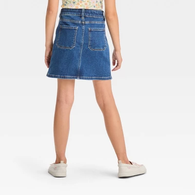 Girls' Button-Front Jean Skirt - Cat & Jack™ Dark Wash 1 Girls' Button-Front Jean Skirt - Cat & Jack™ Dark Wash