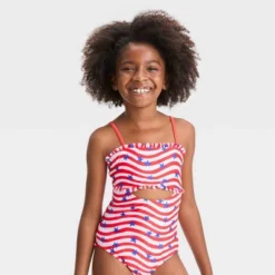 Girls' Striped Star One Piece Swimsuit - Cat & Jack™ -Cat & Jack GUEST bbc3853f 7c1d 4b0f 8a43 01ffb72dc4f0