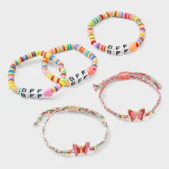 Girls' 5pk BFF Friendship With Butterflies Bracelet Set - Cat & Jack™️: Beaded Stretch, Pull-On Closure -Cat & Jack GUEST bdab15ef 63a0 453c 958e 4be9d1dcc0e8