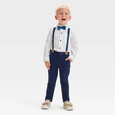 Toddler Boys' Long Sleeve Button-Down Shirt And Suspender Pants Set - Cat & Jack™ White 4 Toddler Boys' Long Sleeve Button-Down Shirt And Suspender Pants Set - Cat & Jack™ White - Image 4