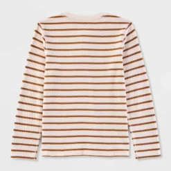 Boys' Adaptive Long Sleeve 'Stripe' Thermal Top - Cat & Jack™ Cream