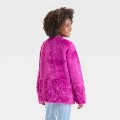 Kids' Solid Faux Fur Jacket - Cat & Jack™ Magenta