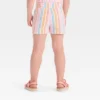 Toddler Girls' Painted Striped Shorts - Cat & Jack™ 2T: Midweight French Terry, Elastic Waistband