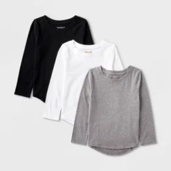 Toddler Girls' 3pk Solid Shirt Set - Cat & Jack™ White/Black/Gray -Cat & Jack GUEST c59f7527 37b1 40bc a88e 81909d0f924f