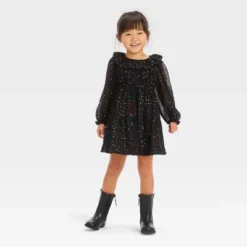 Toddler Girls' Dots Dress - Cat & Jack™ Black -Cat & Jack GUEST c6132796 d256 4c63 95f5 39ba2f9a785e