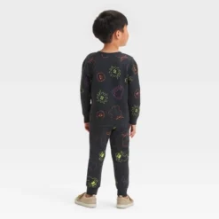 Toddler Boys' Skeleton Halloween Long Sleeve Fleece Crewneck And Jogger Pants Set - Cat & Jack™ Black