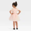 Toddler Girls' Bow-Tie Short Sleeve Knit Tulle Dress - Cat & Jack™ Pink