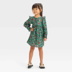 Toddler Girls' Floral Long Sleeve Dress - Cat & Jack™ Green -Cat & Jack GUEST ca3e66d2 3d73 4be8 9f76 52711863e743