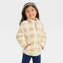 Toddler Girls' Checkered Quarter Zip-Up Jacket - Cat & Jack™ Beige 5 Toddler Girls' Checkered Quarter Zip-Up Jacket - Cat & Jack™ Beige -Cat & Jack GUEST cc02cb8e e530 405a a49a d9b289fd75f0