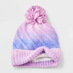 Toddler Girls' Knitted Cable Ombre Striped Beanies - Cat & Jack™ Pink