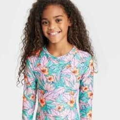 Girls' Floral Print One Piece Swimsuit - Cat & Jack™