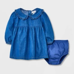 Baby Girls' Denim Prairie Dress - Cat & Jack™ Medium Wash -Cat & Jack GUEST cd453918 25bd 4571 856a c02019a1fbe3