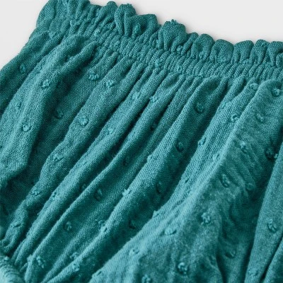 Baby Girls' Gauze Clipspot Ruffle Yoke Top & Bottom Set - Cat & Jack™ Dark Green 3 Baby Girls' Gauze Clipspot Ruffle Yoke Top & Bottom Set - Cat & Jack™ Dark Green - Image 3