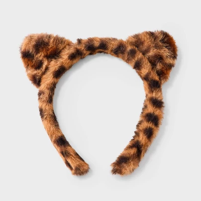 Girls' Leopard Printed Faux Fur Headband - Cat & Jack™ 1 Girls' Leopard Printed Faux Fur Headband - Cat & Jack™