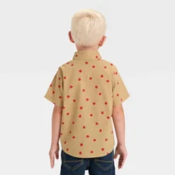 Toddler Boys' Short Sleeve Slub Poplin Woven Shirt - Cat & Jack™ Brown