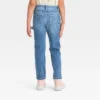 Girls' High-Rise Carpenter Ankle Straight Jeans - Cat & Jack™ Medium Wash