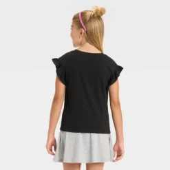 Girls' Short Sleeve Halloween 'Ghost Cat' Flip Sequin T-Shirt - Cat & Jack™ Black -Cat & Jack GUEST d1235fc8 b20d 4755 9858 517194efc18b