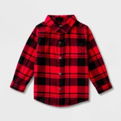 Toddler Boys' Adaptive Long Sleeve Button-Down Flannel Shirt - Cat & Jack™ Red -Cat & Jack GUEST d1688b05 fd72 4da7 ab21 38bb100ecd03